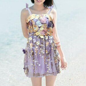 Changuan 3D Flowers Lace Appliques Short Prom Dress in Lilac Size XS